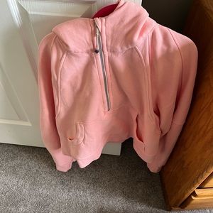 Lululemon oversized cropped half hooded  zip scuba size M/L pink NWT